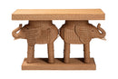Leandra Bohemian Honey Rattan Elephant Console Table Baxton