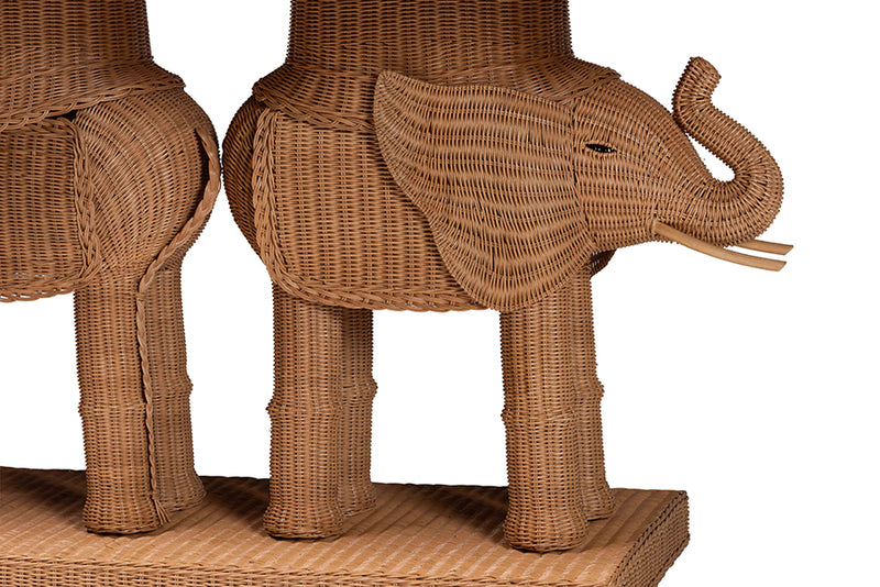 Leandra Bohemian Honey Rattan Elephant Console Table