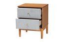 Troy GrayCorduroy and Oak Brown Wood 2-Drawer Nightstand Baxton