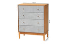 Troy GrayCorduroy and Oak Brown Wood 4-Drawer Chest Baxton