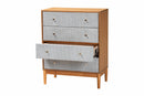 Troy GrayCorduroy and Oak Brown Wood 4-Drawer Chest Baxton