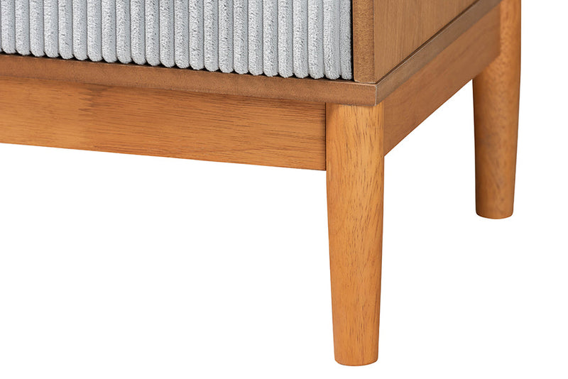 Troy GrayCorduroy and Oak Brown Wood 4-Drawer Chest Baxton