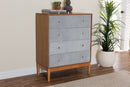 Troy GrayCorduroy and Oak Brown Wood 4-Drawer Chest Baxton