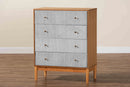 Troy GrayCorduroy and Oak Brown Wood 4-Drawer Chest Baxton