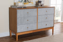 Troy GrayCorduroy and Oak Brown Wood 6-Drawer Dresser Baxton