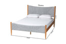 Troy GrayCorduroy and Oak Brown Wood Queen Bed Baxton
