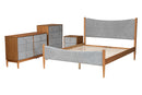 Troy GrayCorduroy and Oak Brown Wood Queen 4Pc Bedroom Set Baxton