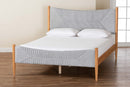 Troy GrayCorduroy and Oak Brown Wood Queen Bed Baxton