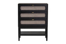 Marzenia Beige Fabric and Black Wood 3-Drawer Chest Baxton