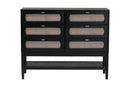 Marzenia Beige Fabric and Black Wood 6-Drawer Dresser Baxton