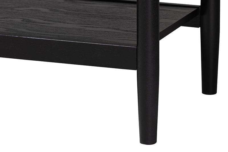 Marzenia Beige Fabric and Black Wood 6-Drawer Dresser Baxton