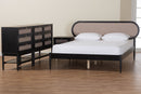 Marzenia Beige Fabric and Black Wood Queen 4Pc Bedroom Set Baxton