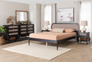 Marzenia Beige Fabric and Black Wood Queen 5-Piece Bedroom Set Baxton