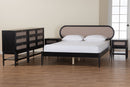 Marzenia Beige Fabric and Black Wood Queen 5-Piece Bedroom Set Baxton