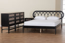 Chaise Art Deco Black Wood Queen 4Pc Bedroom Set Baxton