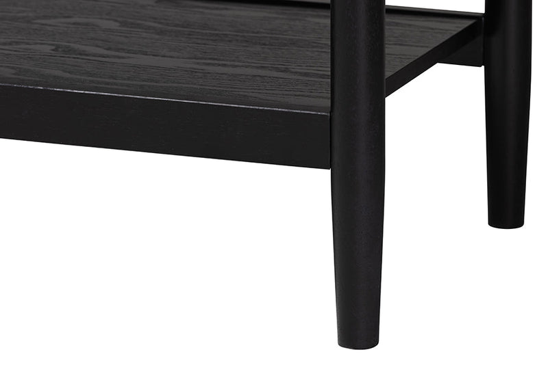 Chaise Art Deco Black Wood Queen 5-Piece Bedroom Set Baxton