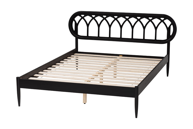 Chaise Art Deco Black Wood Queen Platform Bed