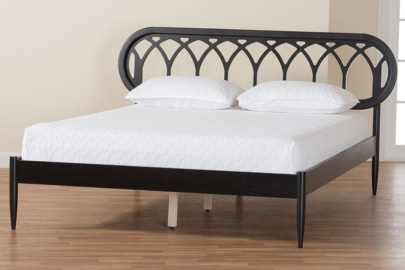 Chaise Art Deco Black Wood Queen Platform Bed