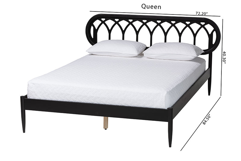 Chaise Art Deco Black Wood Queen Platform Bed