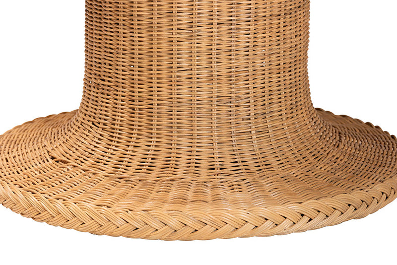 Emily Bohemian Braided Light Honey Rattan Dining Table Baxton