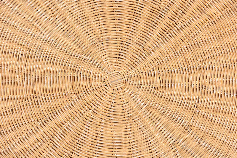 Emily Bohemian Braided Light Honey Rattan Dining Table Baxton