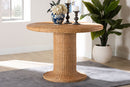 Emily Bohemian Braided Light Honey Rattan Dining Table Baxton