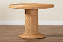 Emily Bohemian Braided Light Honey Rattan Dining Table Baxton