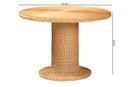 Emily Bohemian Braided Light Honey Rattan Dining Table Baxton