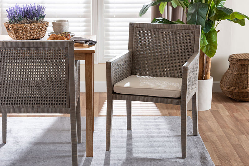 Trianna Natural Rattan Dining Armchair Baxton
