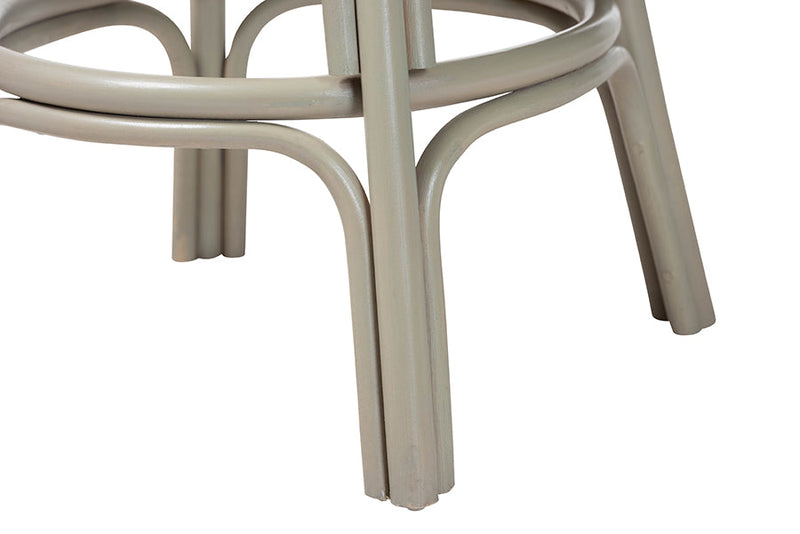 Saverio Swivel Rattan Bar Stool with Cushion Baxton