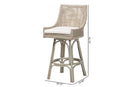 Saverio Swivel Rattan Bar Stool with Cushion Baxton
