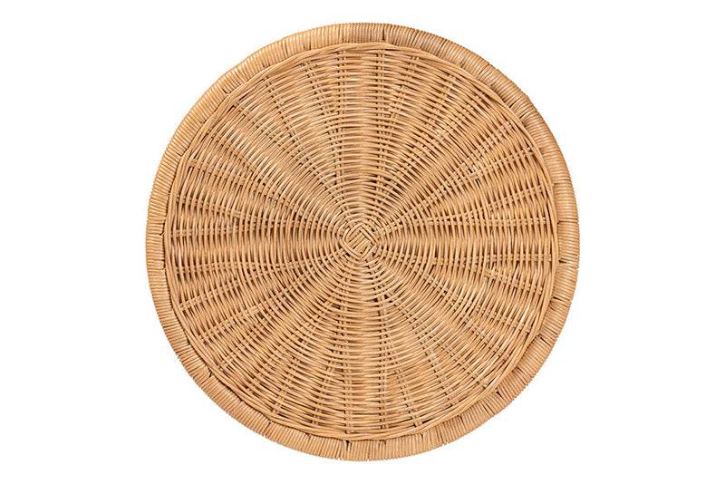 Caia Round Natural Rattan End Table Baxton