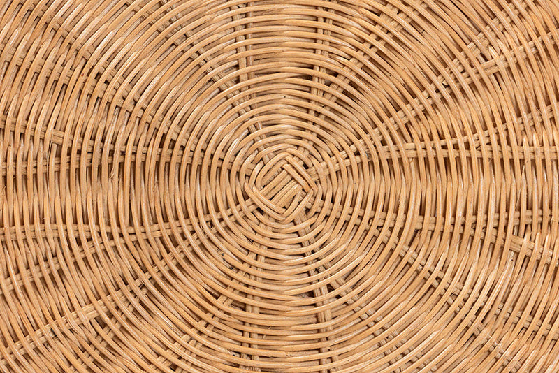 Caia Round Natural Rattan End Table Baxton