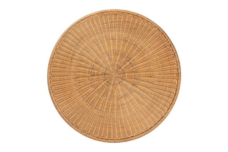 Carmiya Round Natural Rattan Coffee Table Baxton
