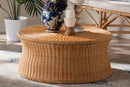 Carmiya Round Natural Rattan Coffee Table Baxton