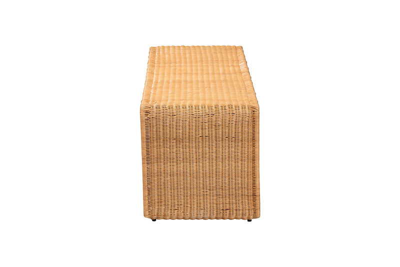 Matana Bohemian Light Honey Rattan Accent Bench Baxton