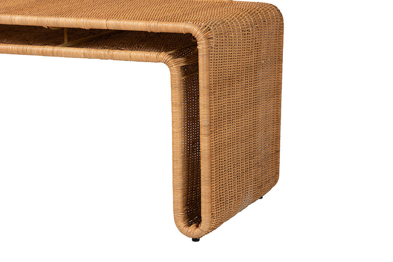 Matana Bohemian Light Honey Rattan Accent Bench Baxton
