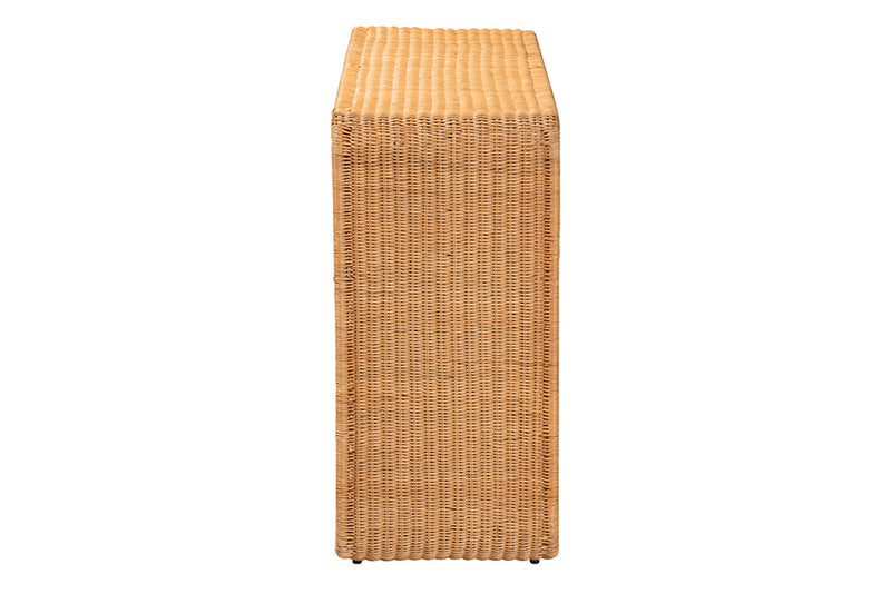 Matana Bohemian Light Honey Rattan Console Table Baxton