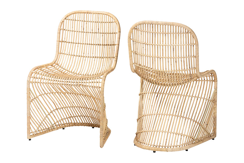 May Bohemian Light Honey Rattan S-Curve Dining Chair