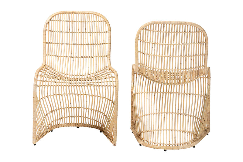 May Bohemian Light Honey Rattan S-Curve Dining Chair