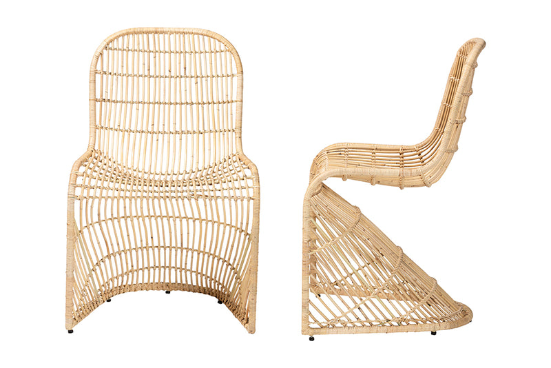 May Bohemian Light Honey Rattan S-Curve Dining Chair