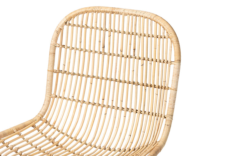 May Bohemian Light Honey Rattan S-Curve Dining Chair