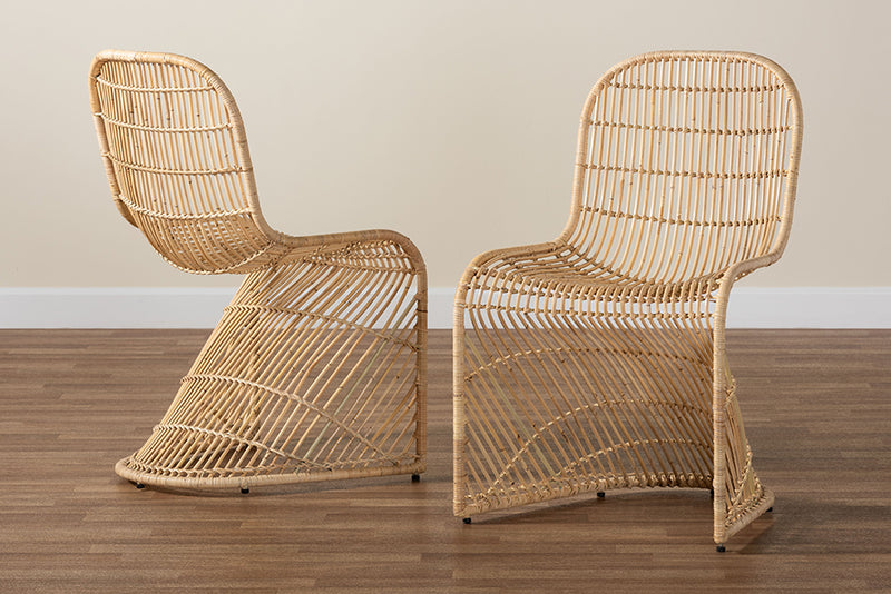 May Bohemian Light Honey Rattan S-Curve Dining Chair