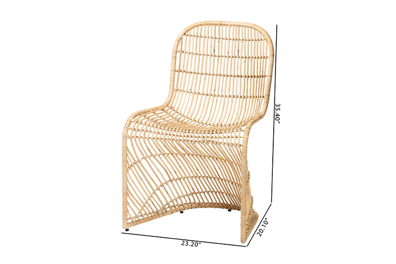 May Bohemian Light Honey Rattan S-Curve Dining Chair