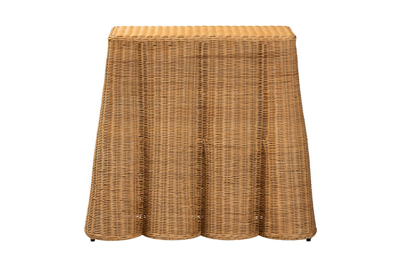Claire Rectangular Natural Rattan Console Table Baxton