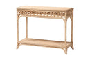 June Braided Natural Rattan Console Table with Open Shelf Baxton