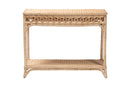 June Braided Natural Rattan Console Table with Open Shelf Baxton