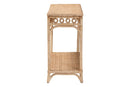 June Braided Natural Rattan Console Table with Open Shelf Baxton