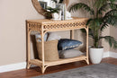 June Braided Natural Rattan Console Table with Open Shelf Baxton
