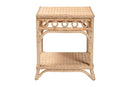 June Braided Natural Rattan End Table with Shelf Baxton